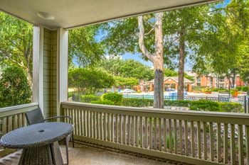 Spacious patio or balcony with storage room